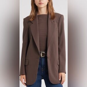 Open Edit The Curator Relaxed Blazer Brown Size Small Oversized Boxy Lined